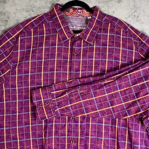Robert Graham Button Up Long Sleeve Plaid Men's 4XL Rustic Outdoors Hiking